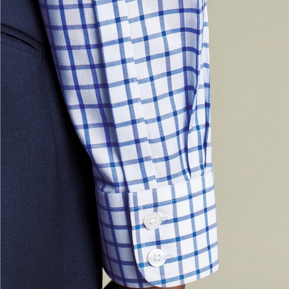 Charles Tyrwhitt Blue and White Check Dress Shirt